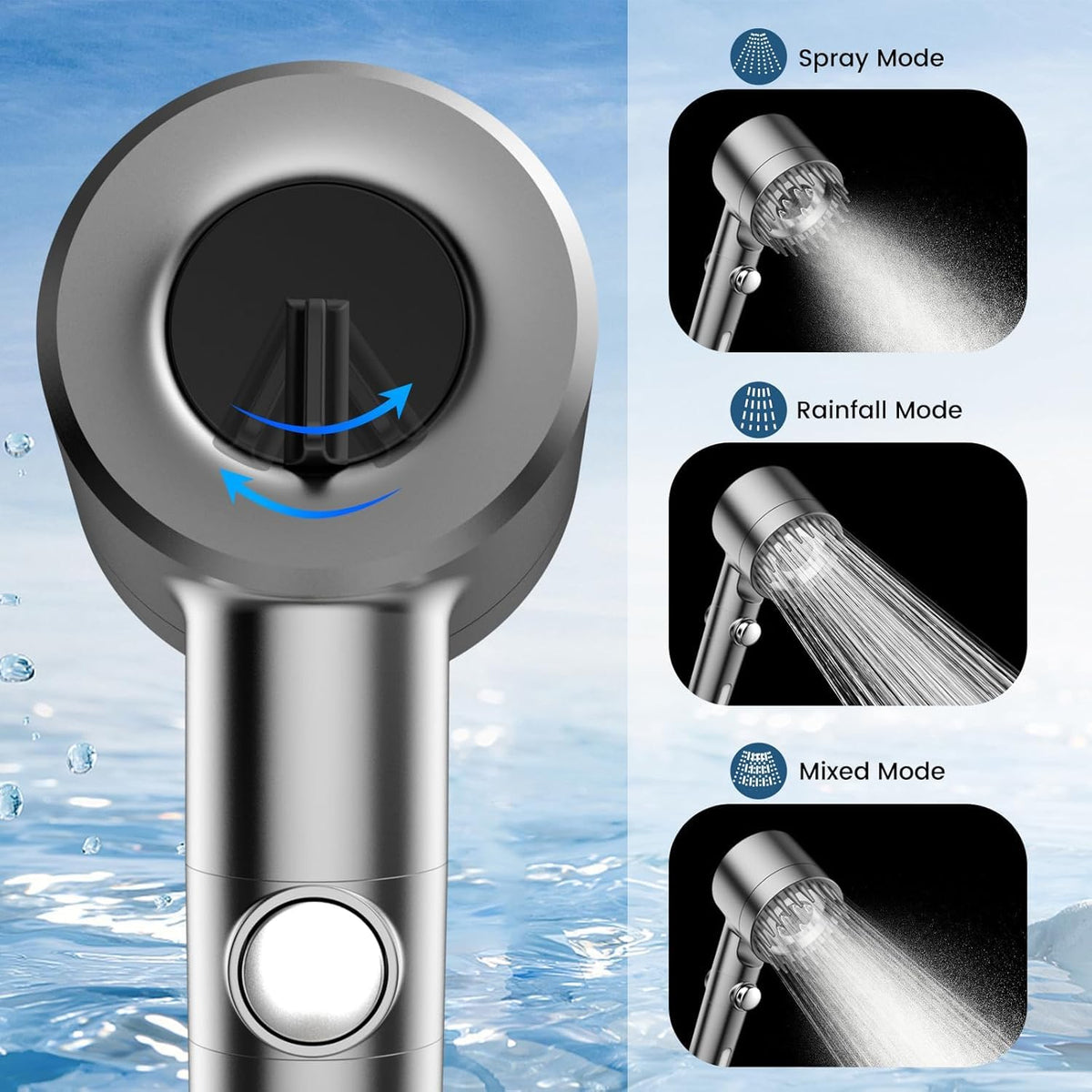 Filtered Shower Head with Handheld (Charcoal Gray)