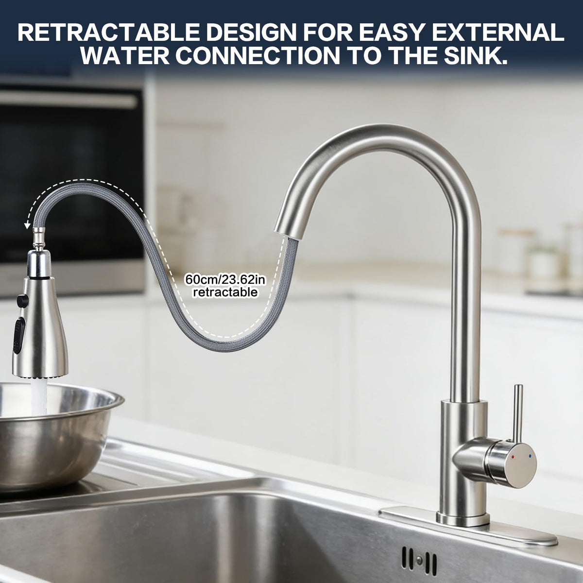 Kitchen Faucet with Pull Down Sprayer (Brushed Nickel-3 / Classic)