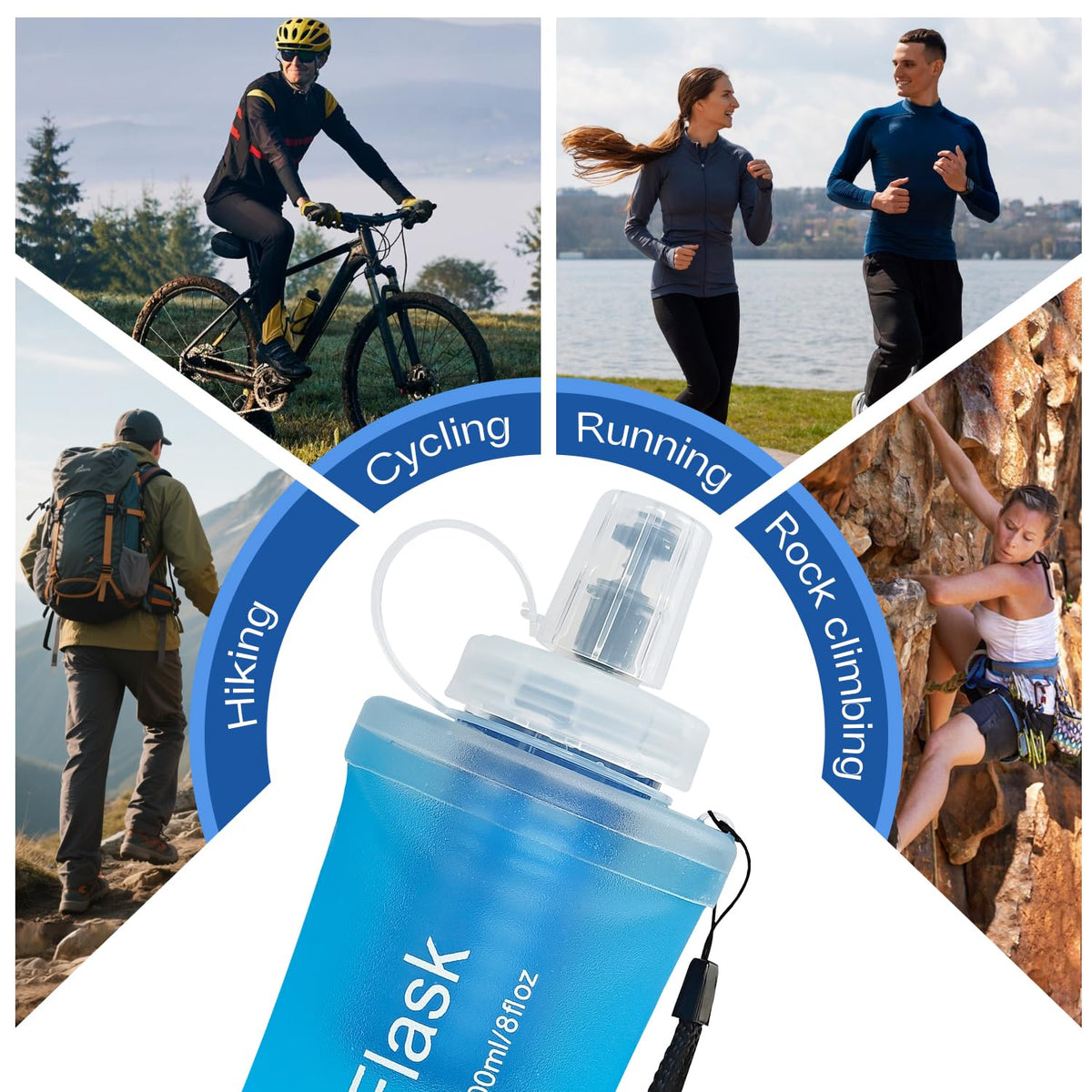 1.0L Collapsible Water Filter Bottle (1000ml, Blue)