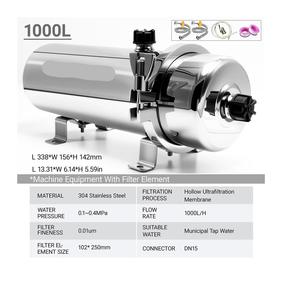 Whole House High Flow UF System Water Purifier 1000L (1000L)