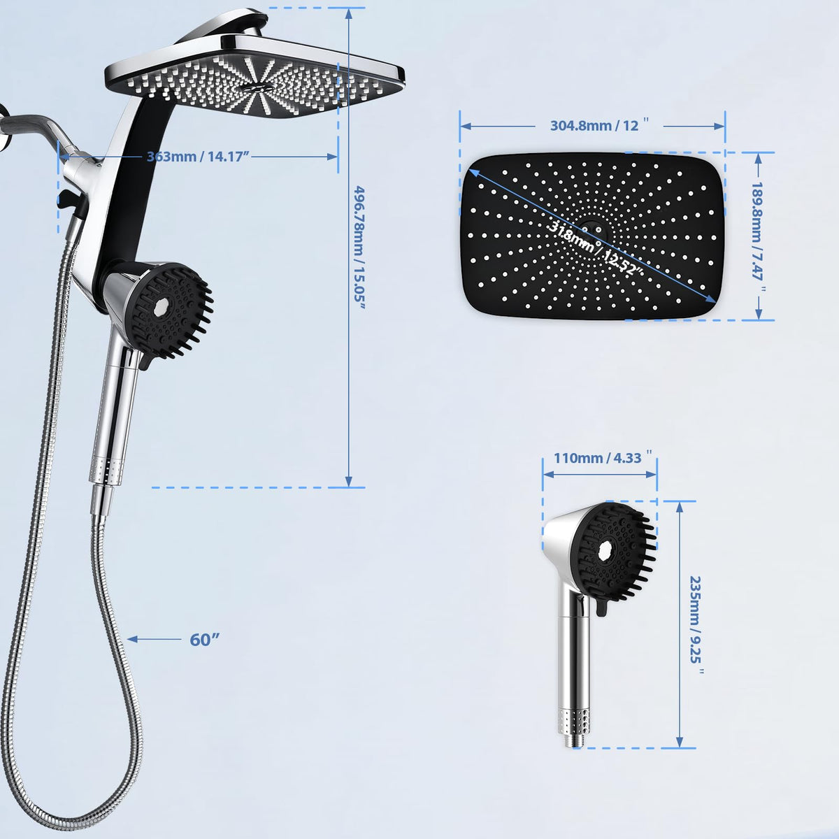 Shower Head with Handheld (Chrome)