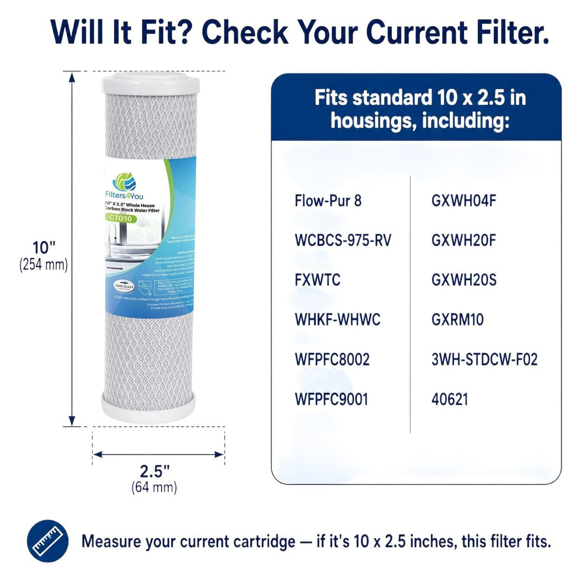 5 Micron 10x2.5 Carbon Block Filter for EP (3 Pack)