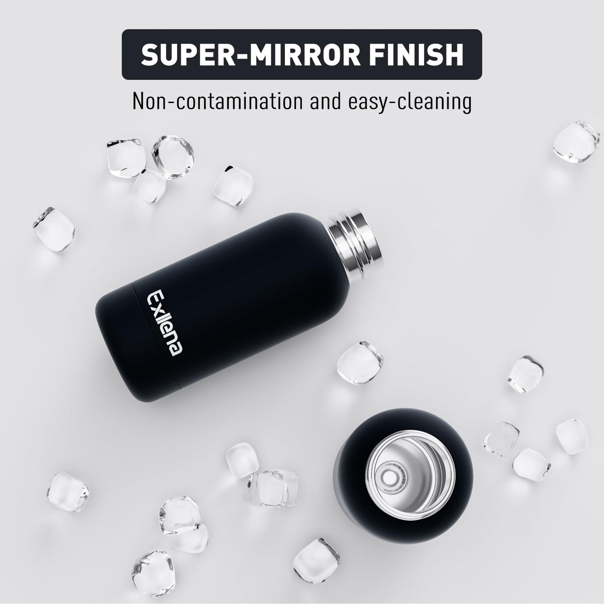 Small Water Bottle 12oz with Clip (350 ml / Black)