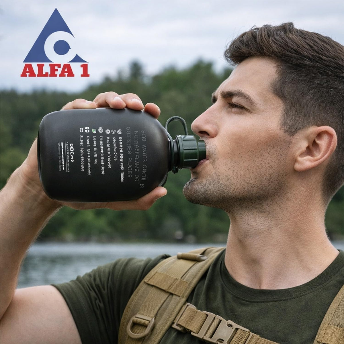 ALFA1 GI Canteen with Quick Dispensing Cap & Strap