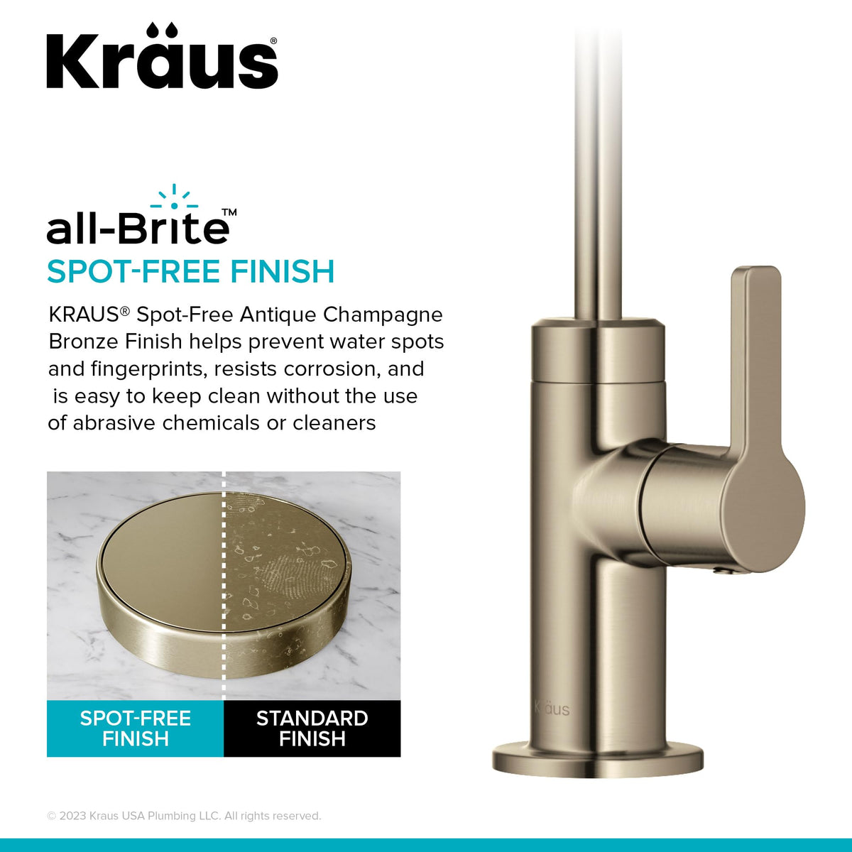Oletto Single Handle Drinking Water Filter Faucet for or Water Filtration System in Spot (Filter Faucet / Spot Free Antique Champagne Bronze)