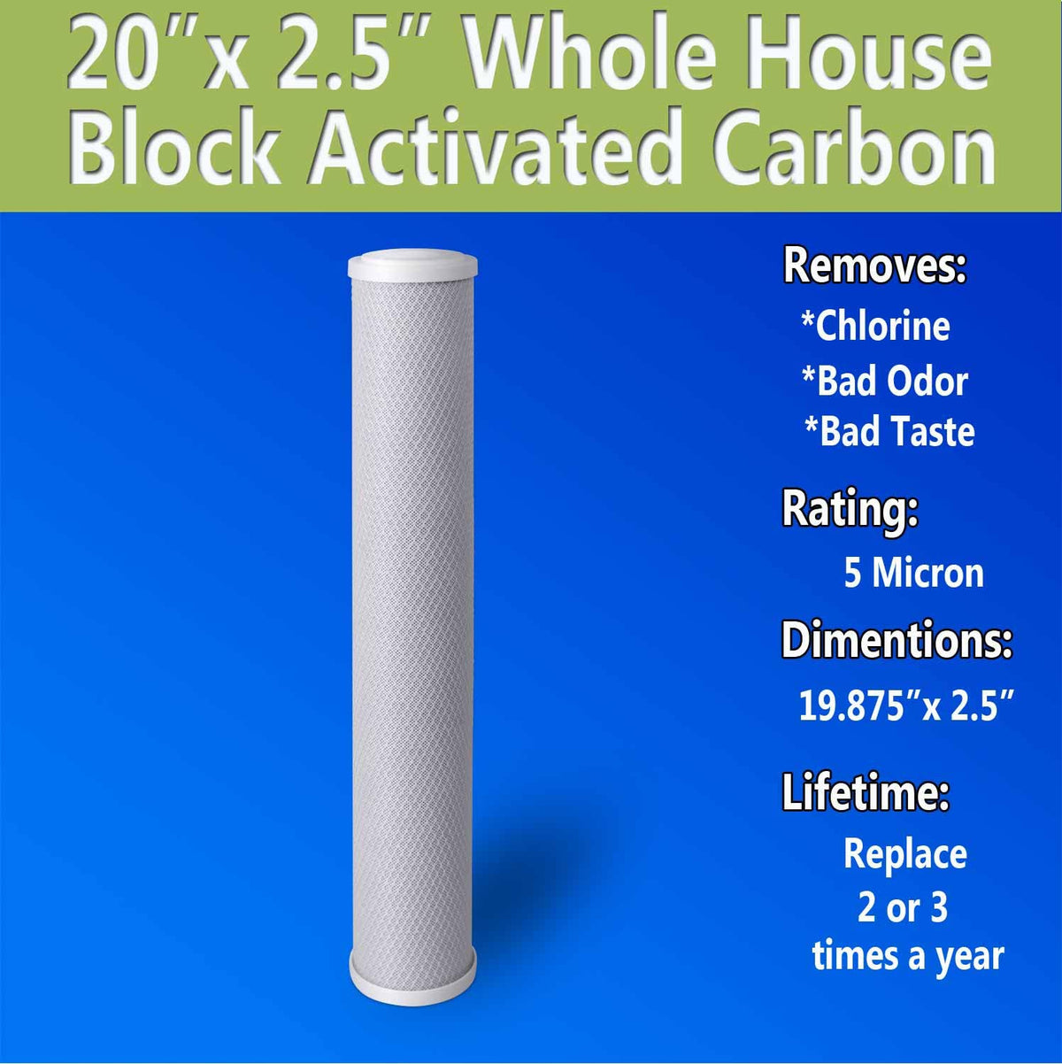 Standard Whole House Coconut Shell Carbon Block Water Filter