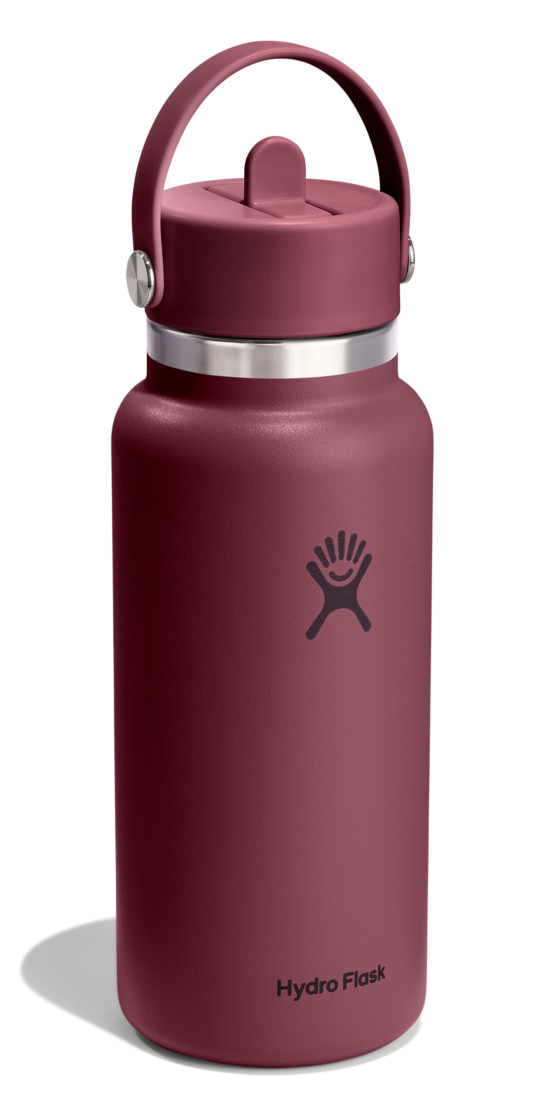 Burgundy Wide Flex Straw Cap Bottle 32 oz (Burgundy / 32 Ounces)