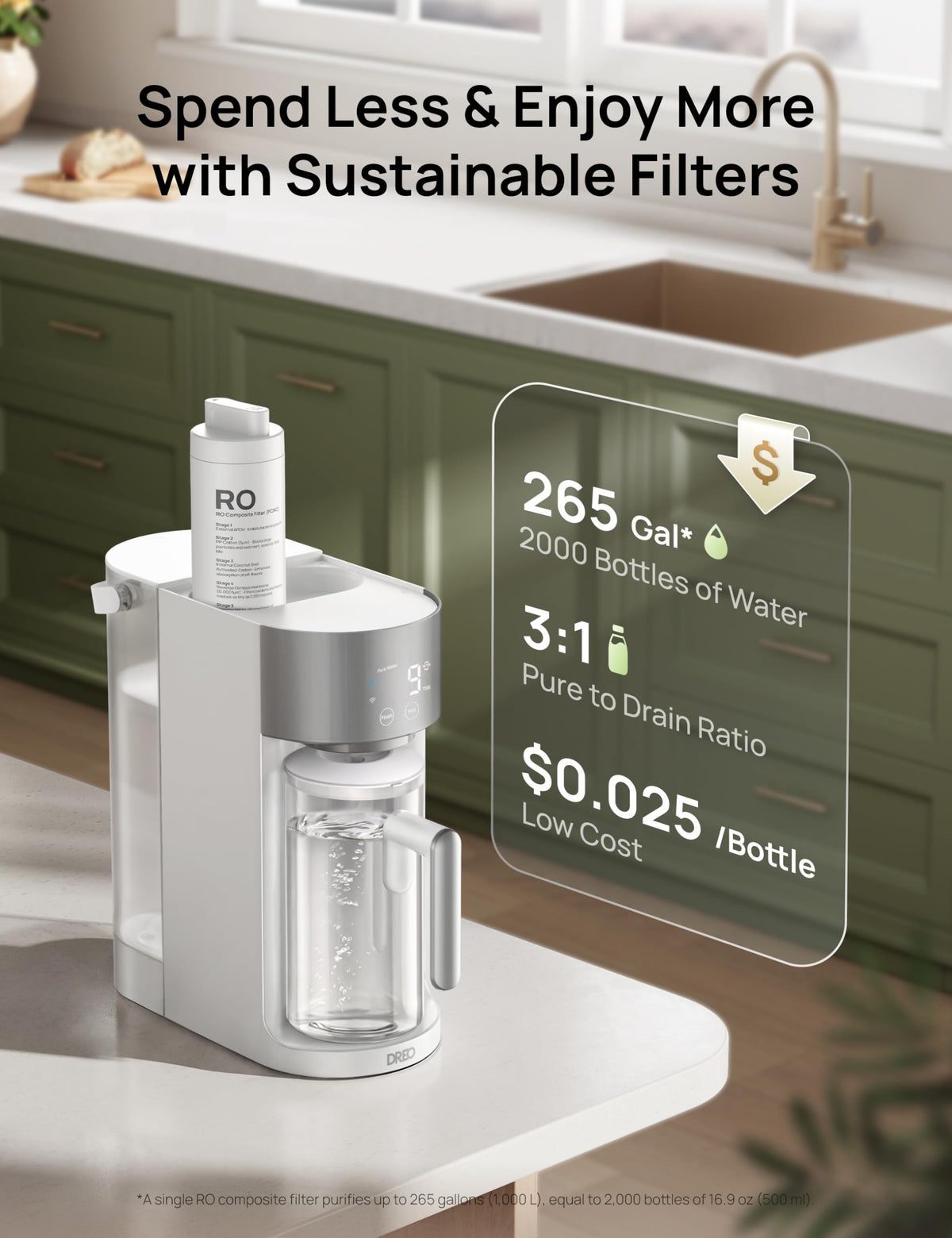 Smart Reverse Osmosis Water Filter System (Ivory / 3L)