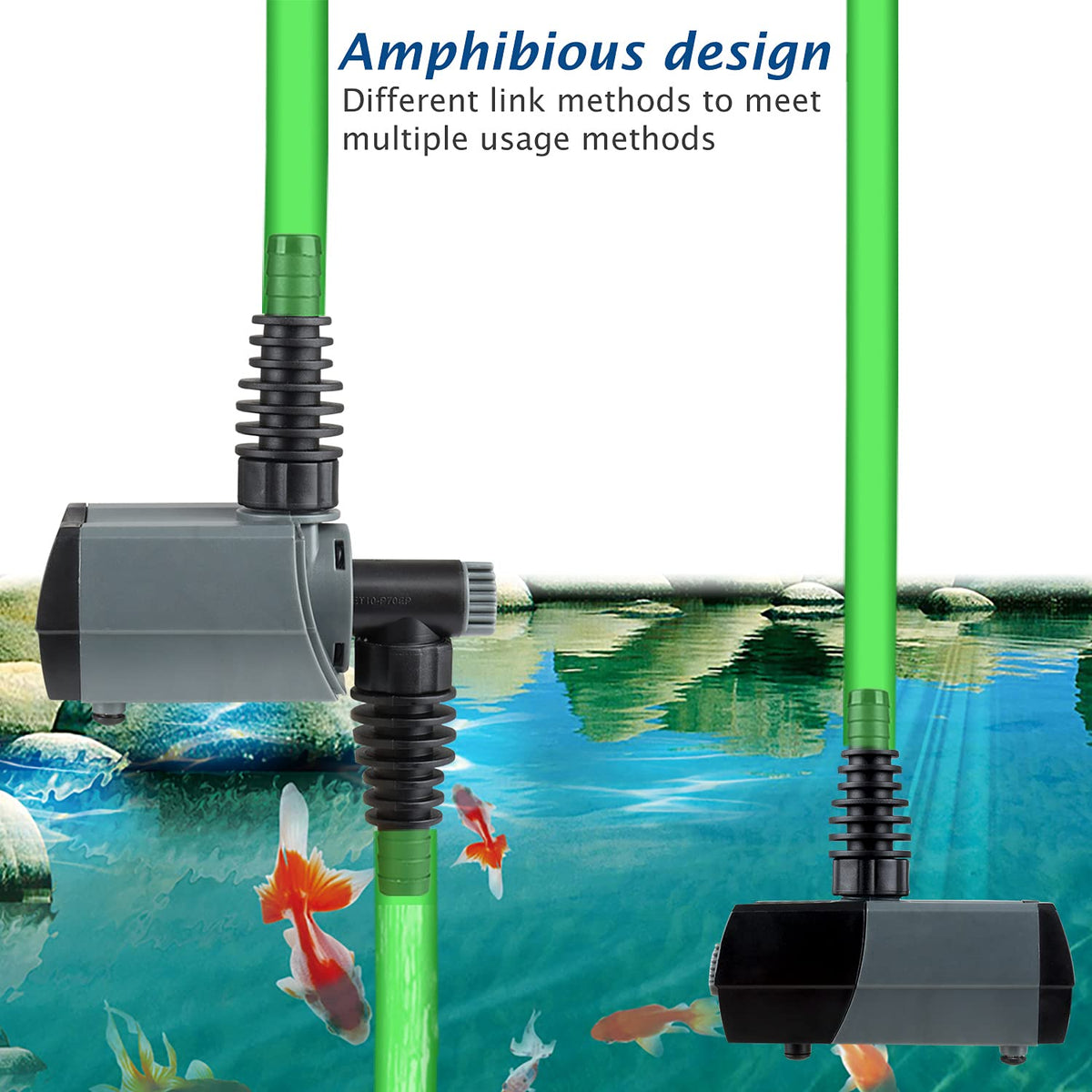 HSUP-1400F) Submersible Water Pump With Fountain Jets - Pond Pump - Submersible Pump - Water Fountain Pump - Aquarium Pump (370 GPH)