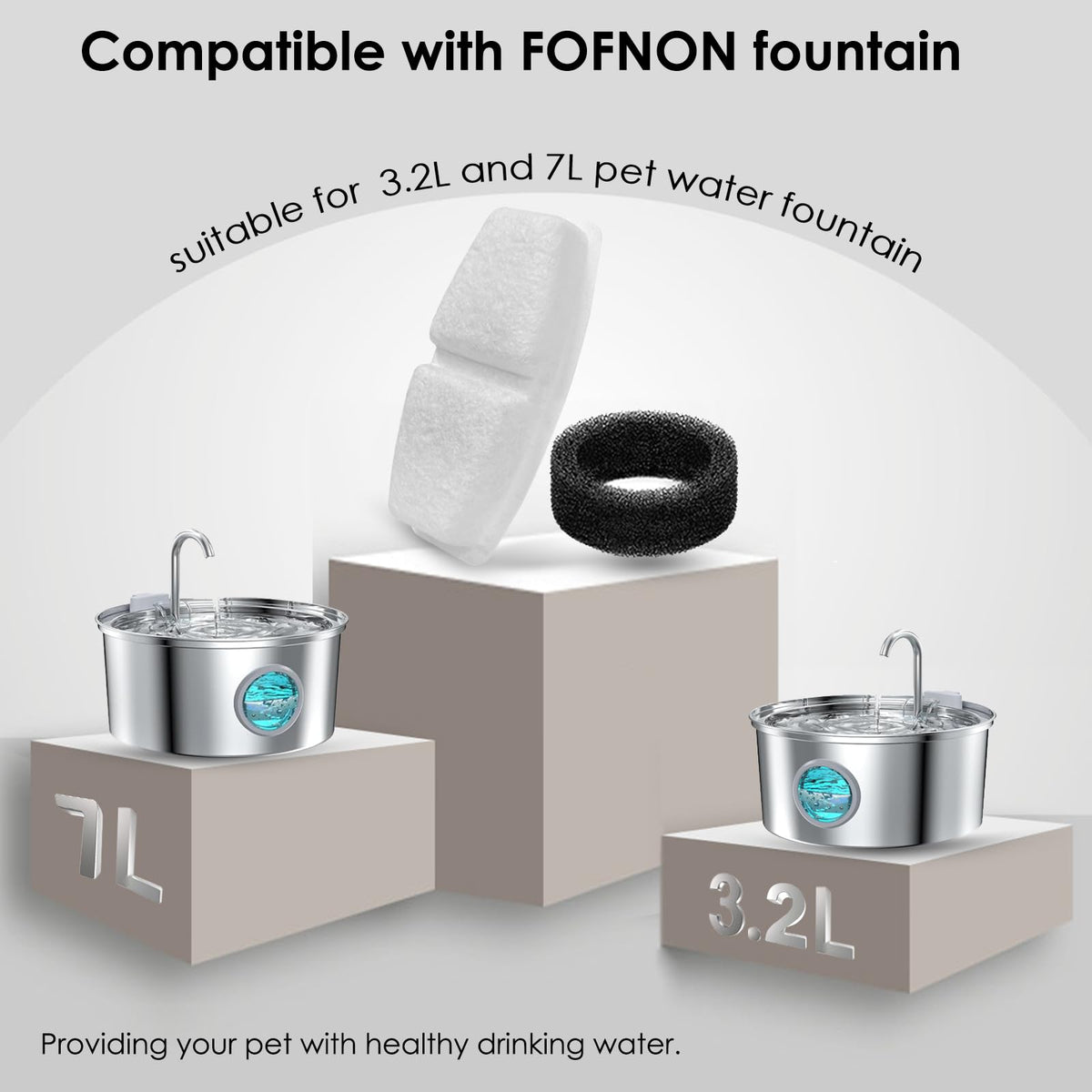 20 Pcs Cat Water Fountain Filters Compatible with 3.2L and 7L Dog Water Fountain (10+10 Pack)