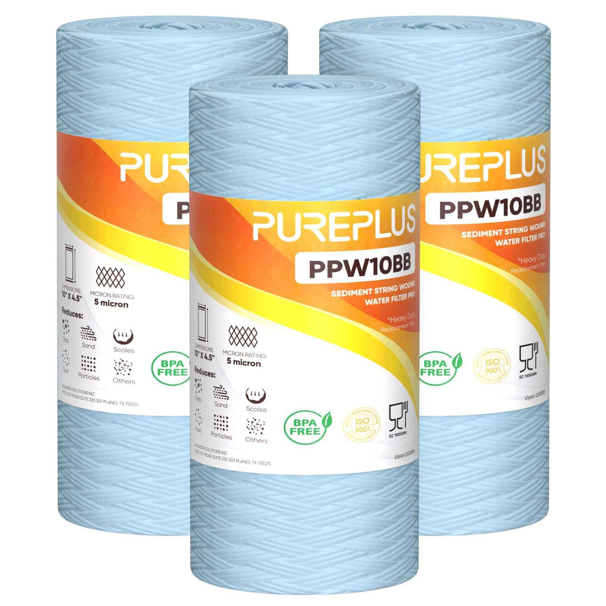 5 Micron 10 x 4.5 Whole House Water Filter for Well Water 3 Pack (Enhanced Fiber(Pro) / 3 Count (Pack of 1))