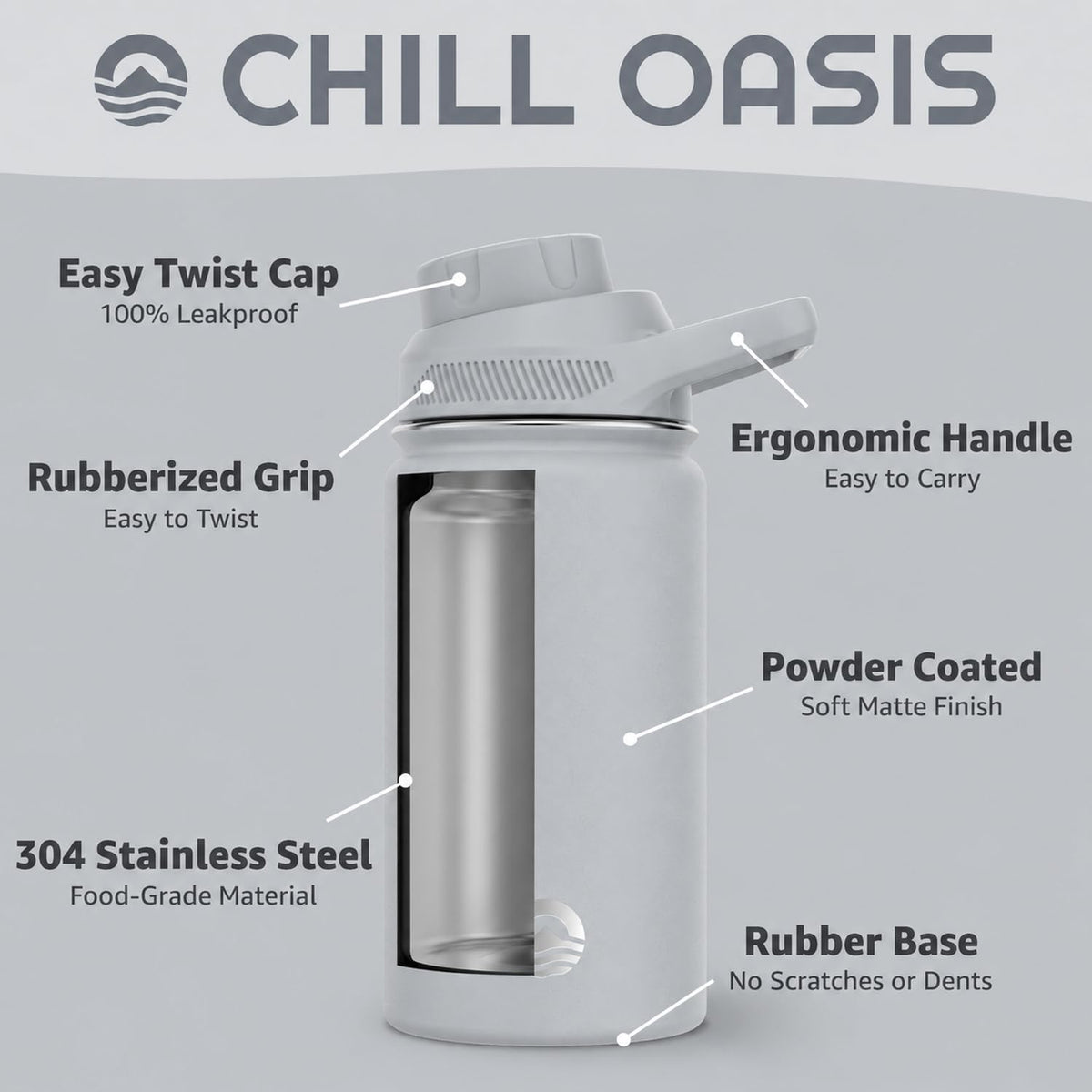 Water Bottle Compatible With Popular Flavor Cartridges (Stone / 12 Ounces)