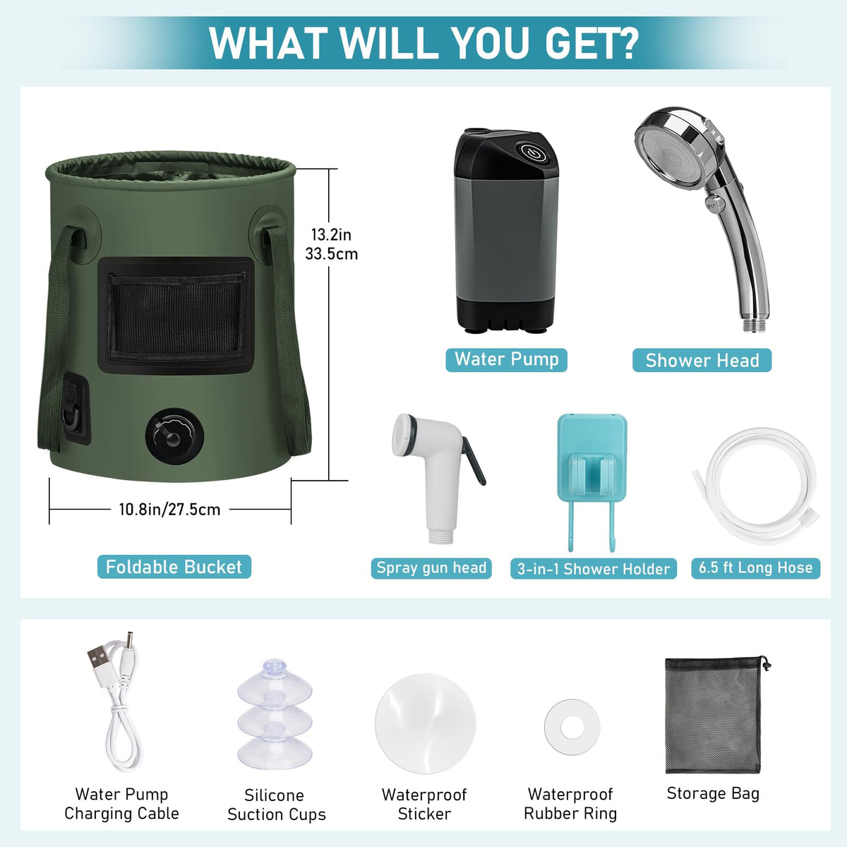 Portable Camping Shower (Blue Pump)