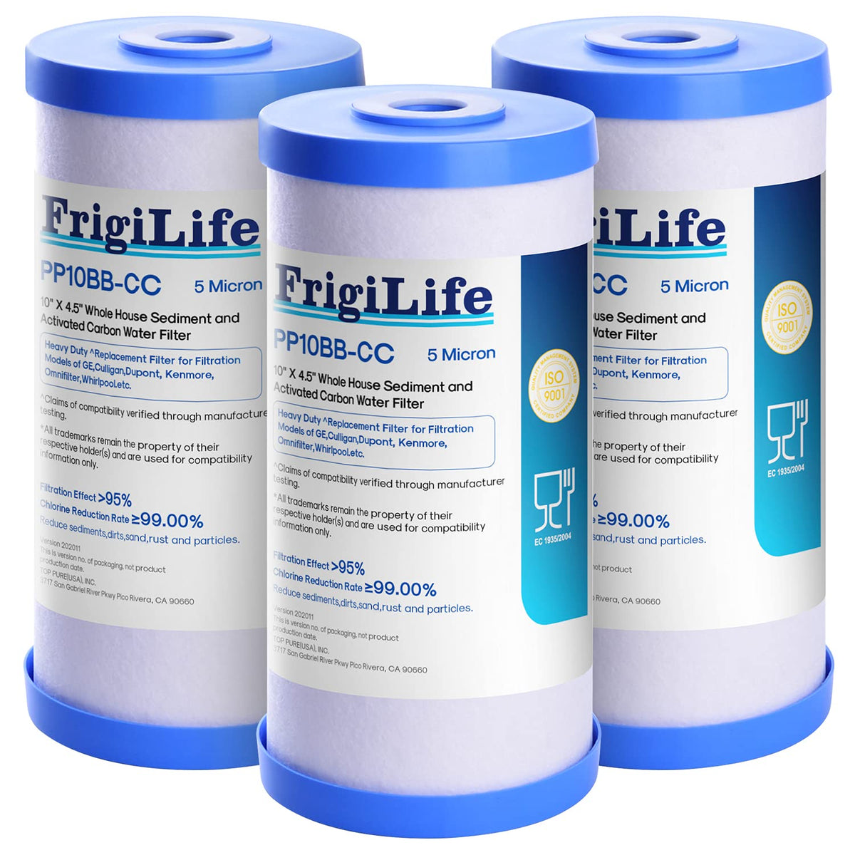 FXHTC 5 Micron 10" x 4.5" Whole House Sediment Activated Carbon Water Filter Replacement for GE FXHTC