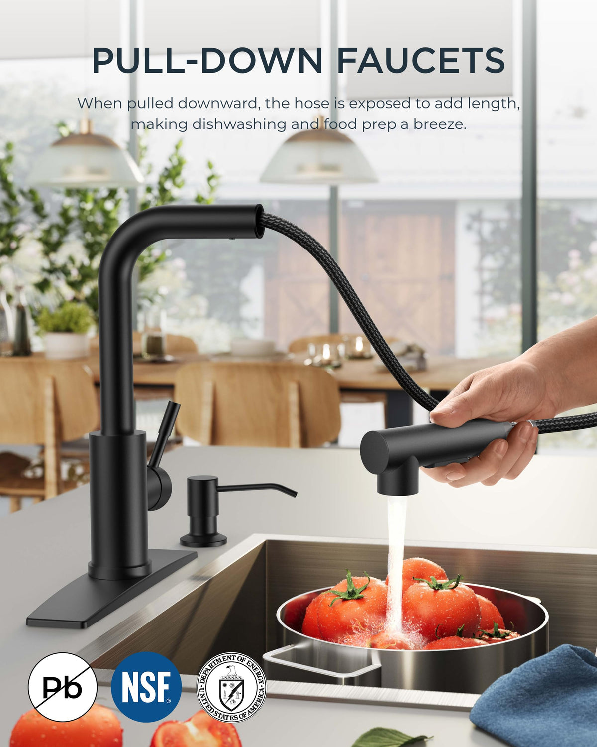 Kitchen Faucet with Soap Dispenser (Matte Black)