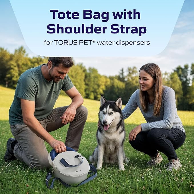 Filtered Portable Dog Water Dispenser (Barkwood Beige Maxi + Tote Bag + (6-Pack) Filters / Maxi (68 oz / 2L))