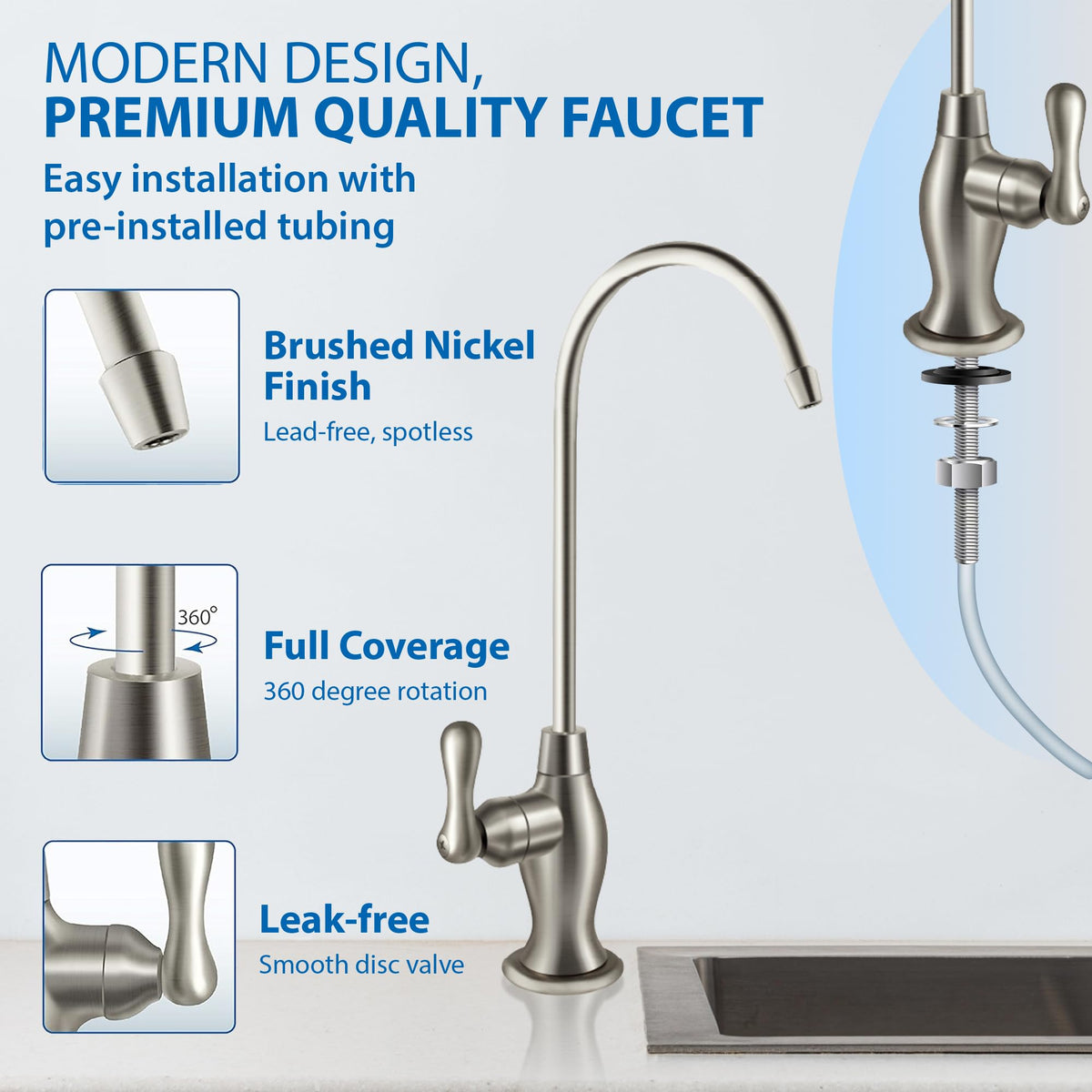 RO-Hi, 5-Stage Under Sink Reverse Osmosis System, 3/8" Output (5 Stage, 3/8" Fast Flow Output)