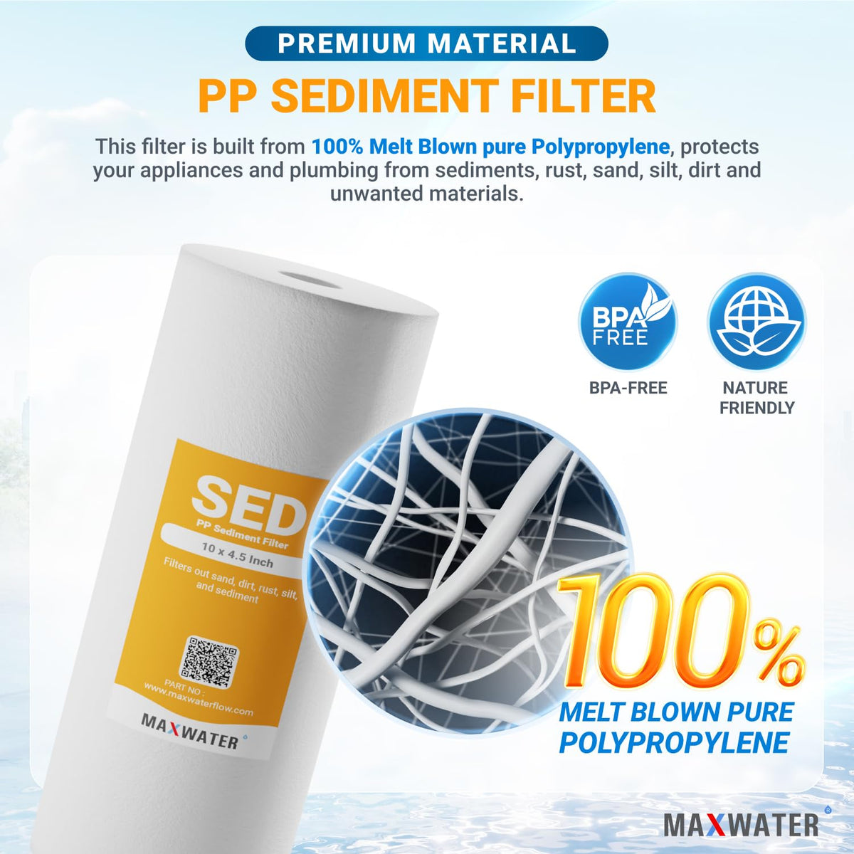 5 Micron 10 x 4.5 Whole House Sediment Water Filter Replacement Cartridge Compatible With DGD (5 Micron / 2)