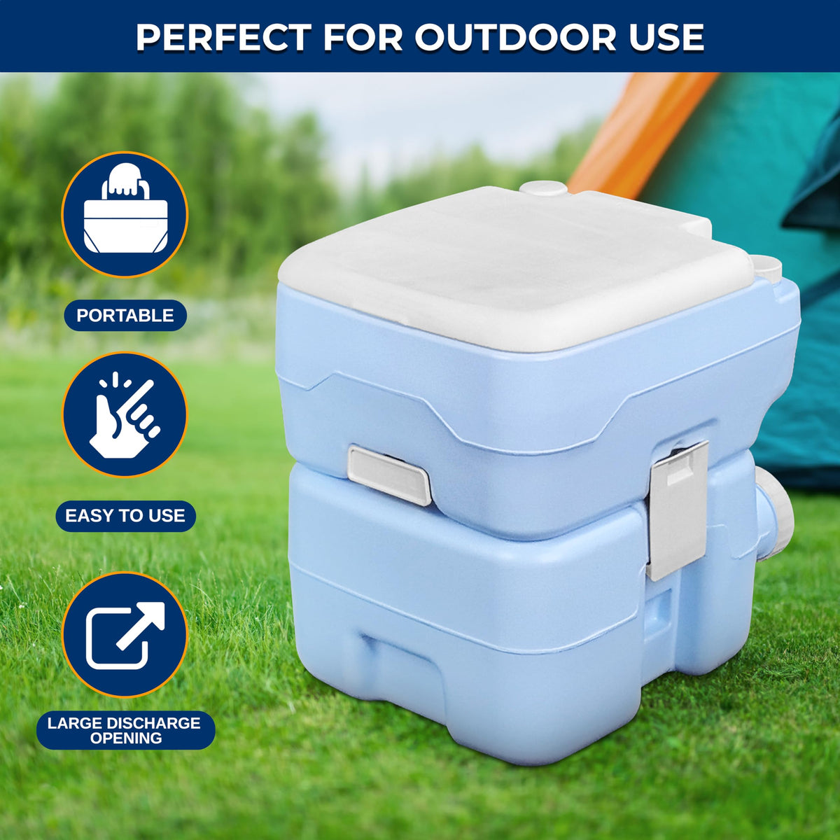 5.2 Gal Portable Camping Toilet For Adults (Standard / Blue White)