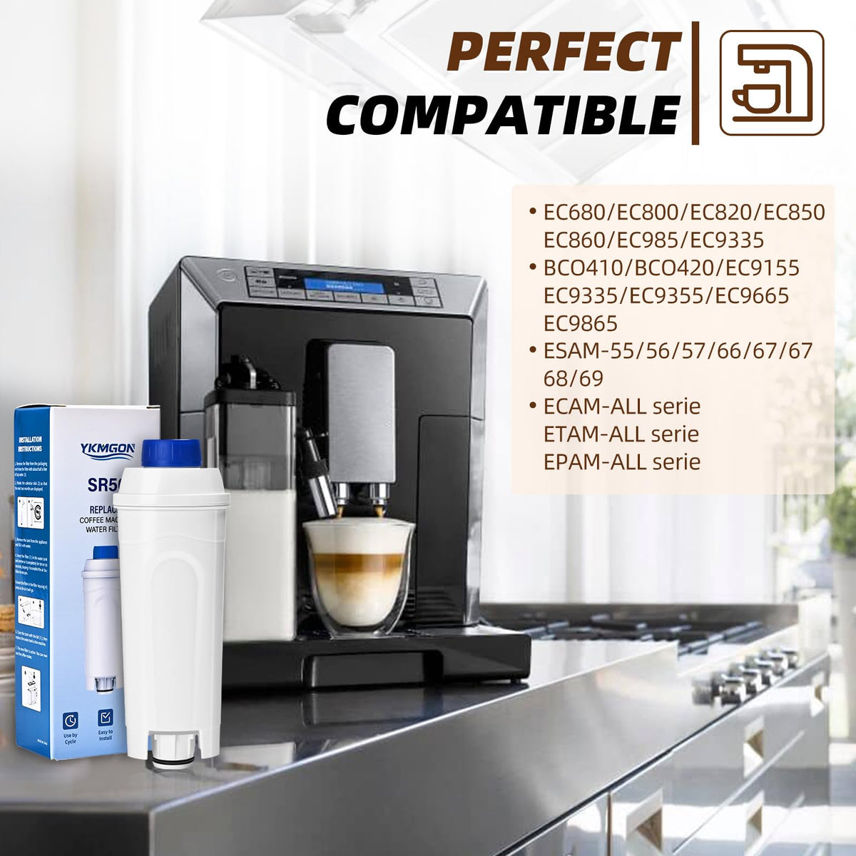 Coffee Machine Water Filter Compatible with Delonghi DLSC002