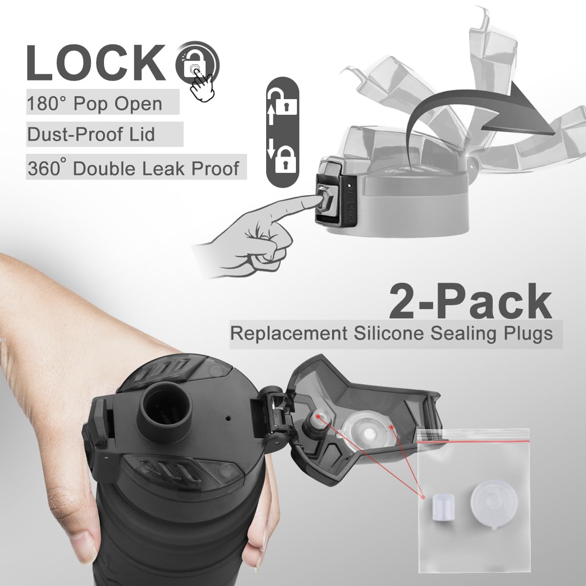 Sport Water Bottle Kids (17 Ounces / Grey)