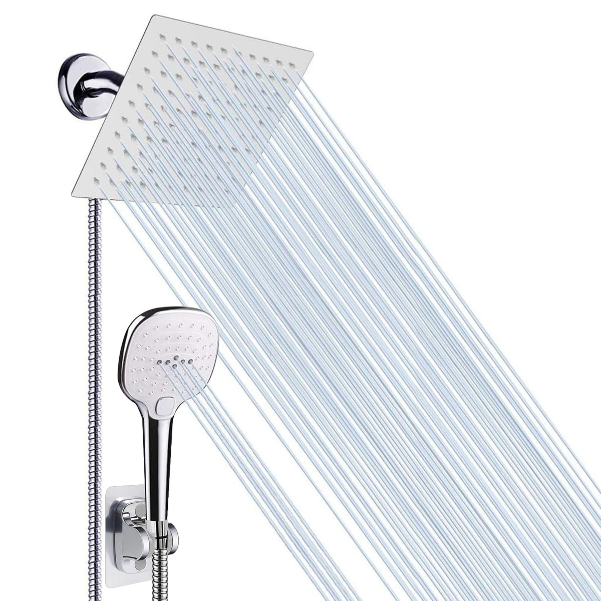 Shower Head with Hose (Chrome Finish / 8 Inch)