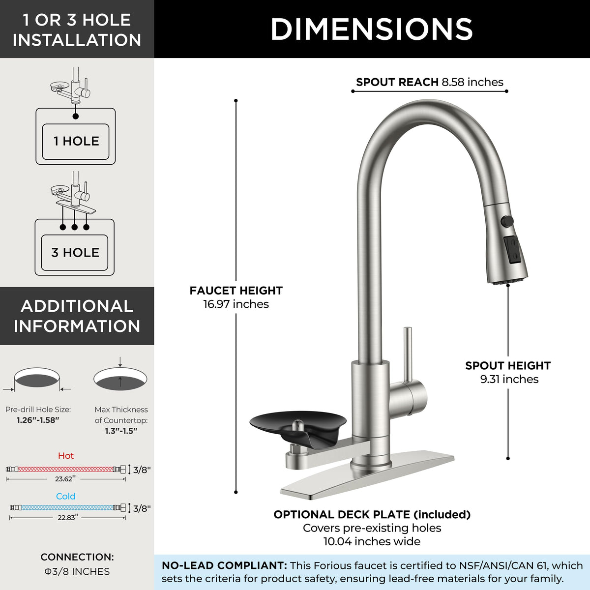 Kitchen Faucet with Cup Washer (Stainless Steel)