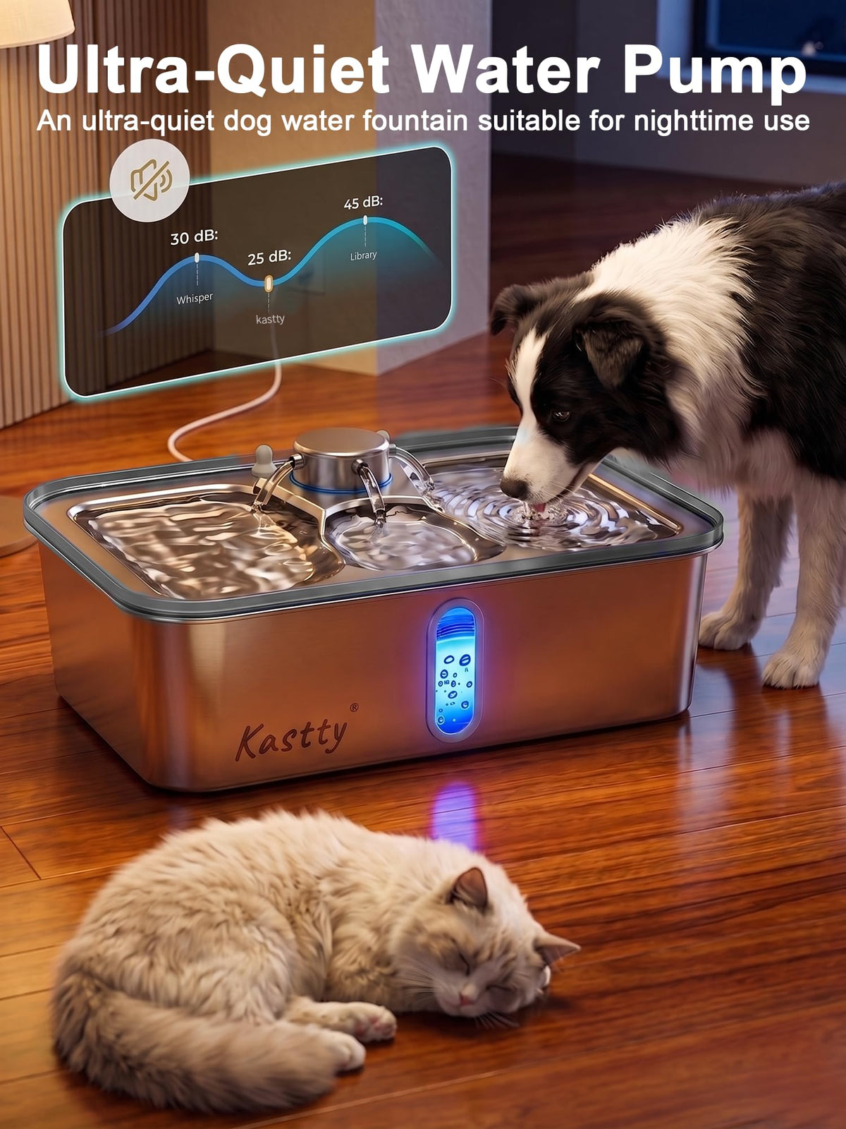 17L 4.5 Gal Stainless Steel Dog Water Fountain for Large Dog
