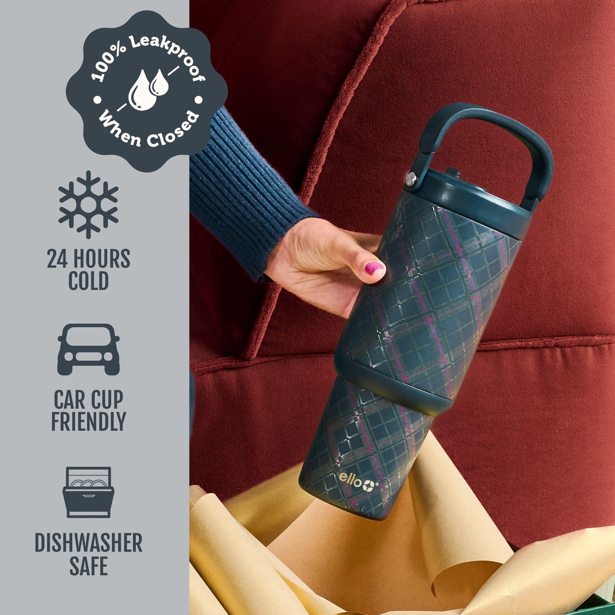 Oasis Go+ 32oz Insulated Stainless Steel Tumbler with Straw (32 Ounces / Heritage Plaid)
