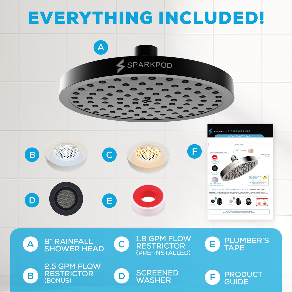 Rain Shower Head (8 Inch Round / Midnight Black Matte)