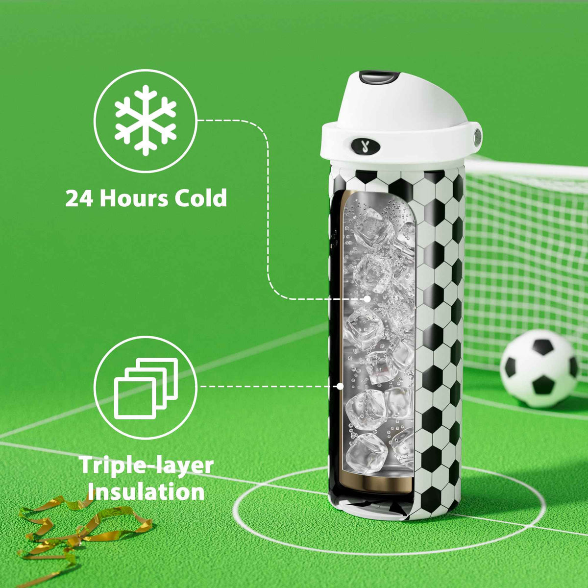 24 oz Insulated Water Bottle with Straw (Arena Light / 24 Ounces)