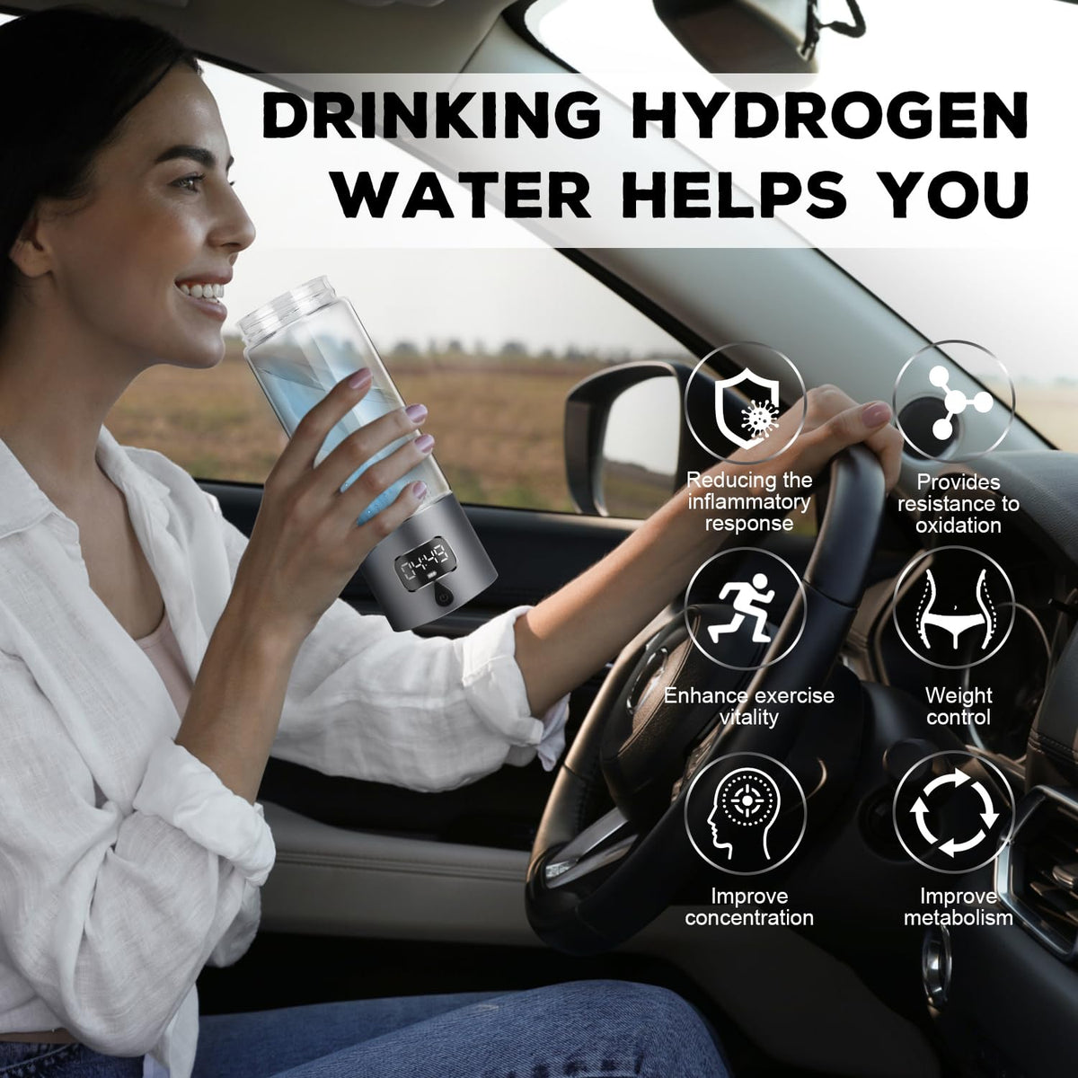 Hydrogen Water Bottle Generator with SPE (Grey)