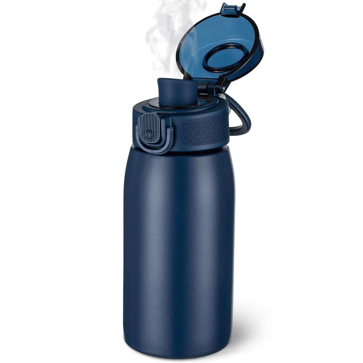 Insulated Water Bottle 12 oz with Dustproof Lid (Dark Blue / 12 Ounces)