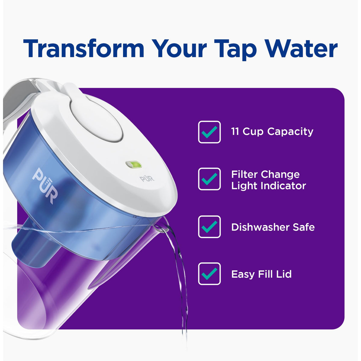 11 Cup Water Pitcher (PUR Faster Filter)