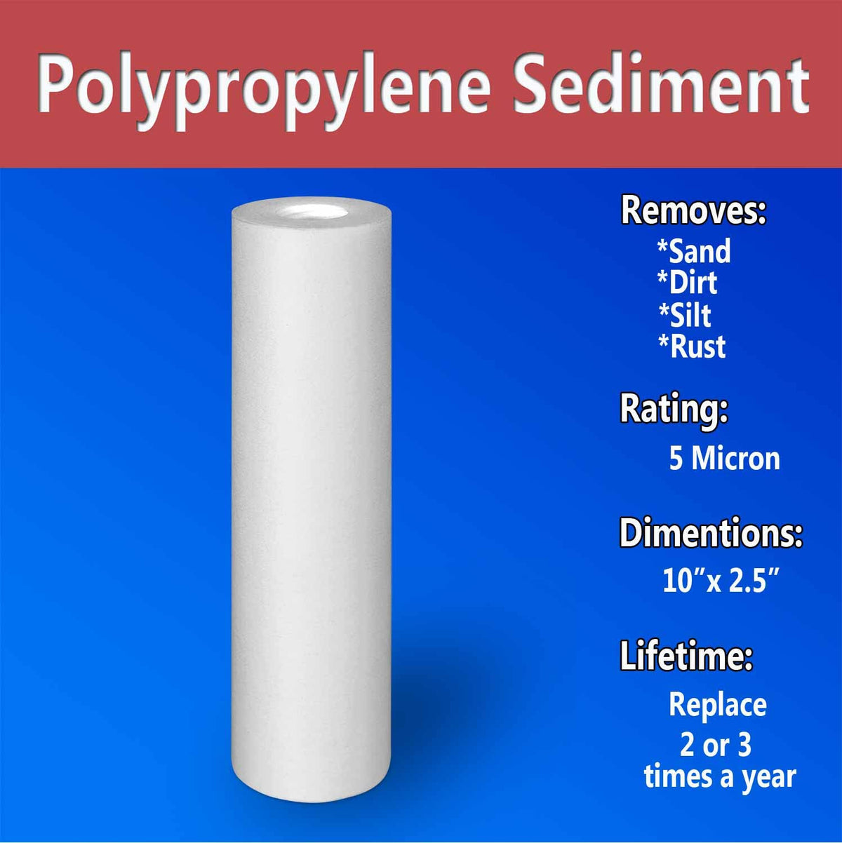 10 Standard Coconut Shell Block Carbon & 10 Four Layers of Filtration Polypropylene Sediment 5 Micron 2.5"x 10" Water Filter Cartridges Universal replacement for Reverse Osmosis & Standard 10” Housing