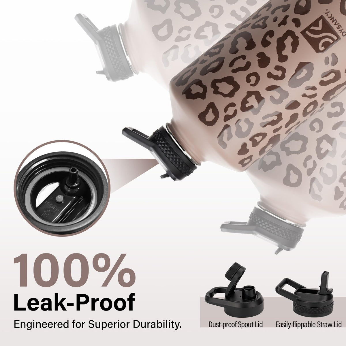 1 Gallon Insulated Water Bottle w (Leopard Print / 128 Ounces)