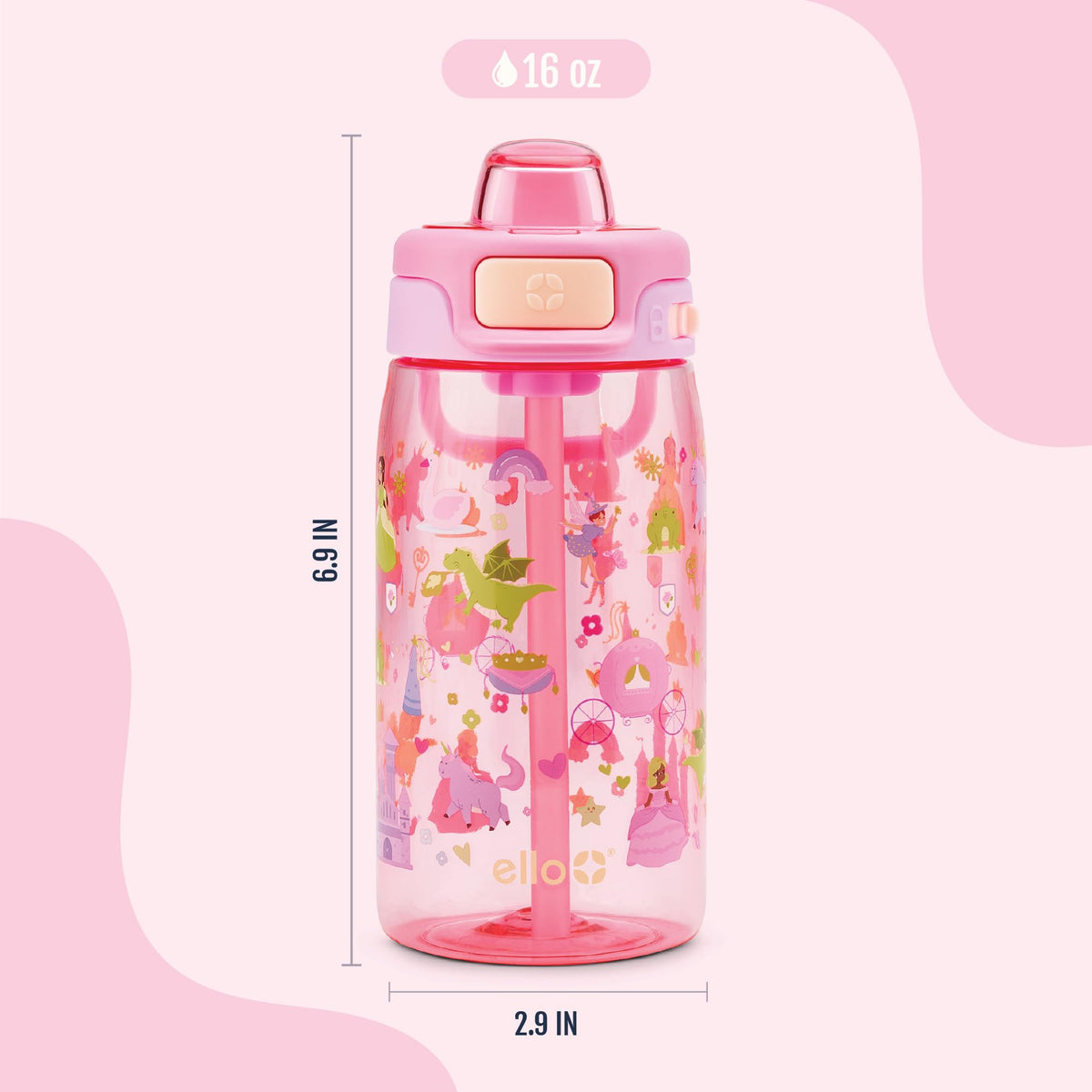 Kids Pop & Fill 16oz Tritan Plastic Water Bottle with Quick Fill Technology (Royal Palace)