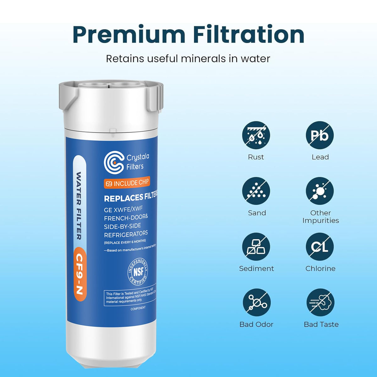 XWFE (Built-in CHIP) Refrigerator Water Filter 1-Pack (1 Count (Pack of 1))