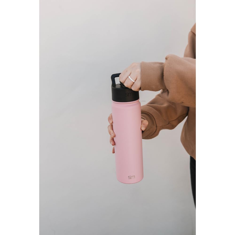 Insulated Water Bottle with Straw (18oz / Midnight Black (Pack of 1))