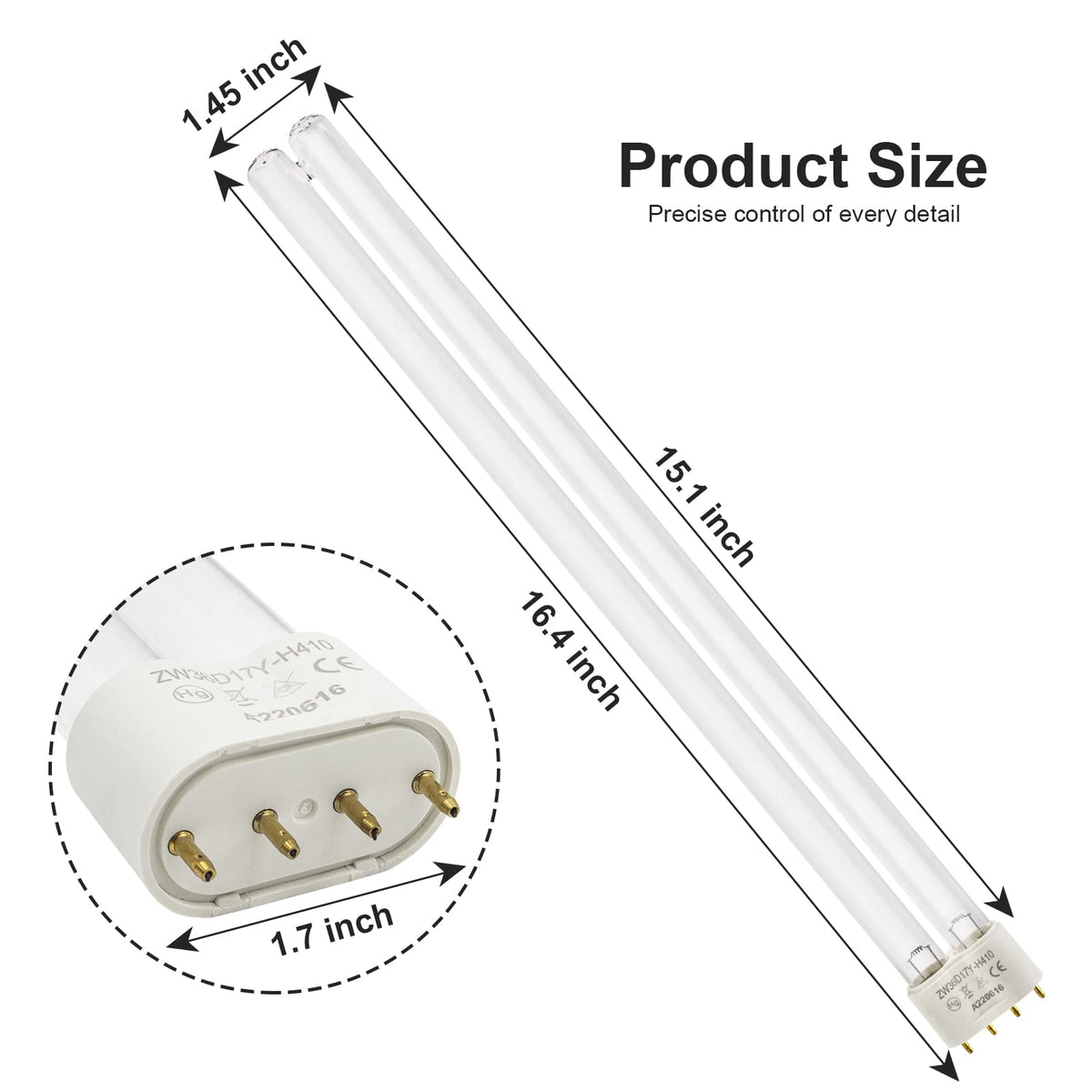 Two 36W 36 Watt UV Bulb Lamp 2G11 Base