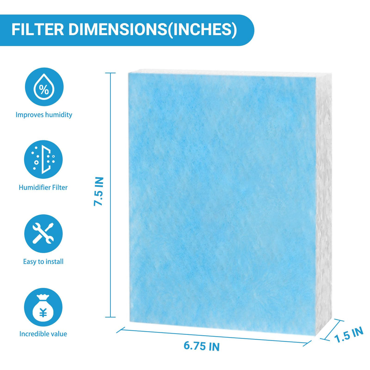 4 Pack HFT600 Humidifier Filters T Compatible with Honeywell (4 Pack-Blue)