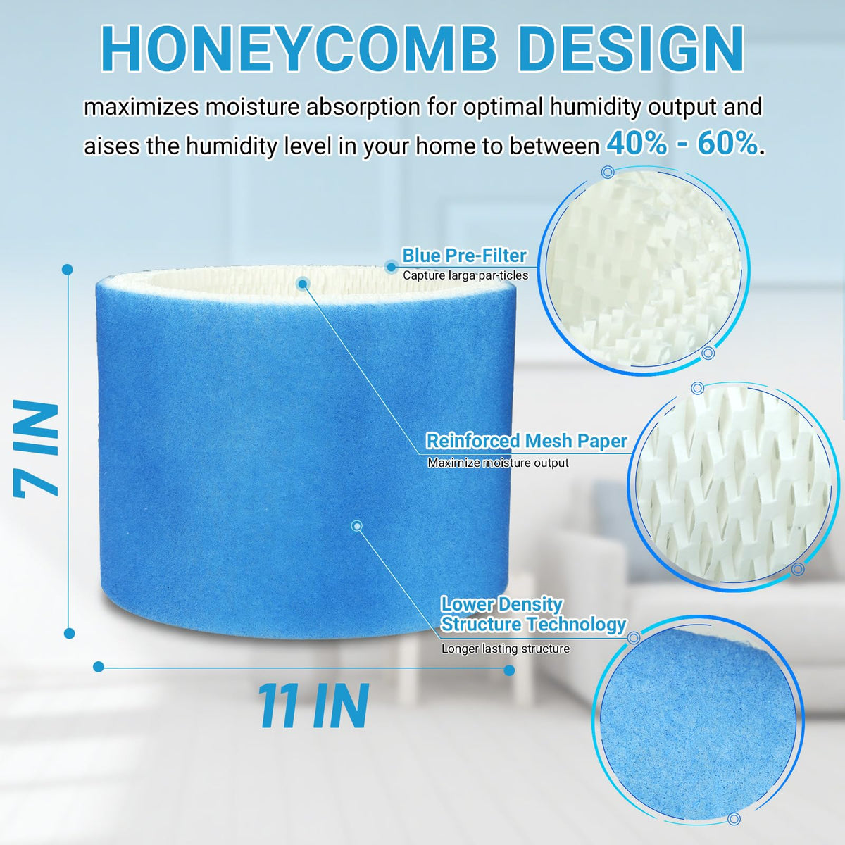 3 Pack Upgraded HC14 Filter E Compatible with Honeywell HC (3 Pack--blue)