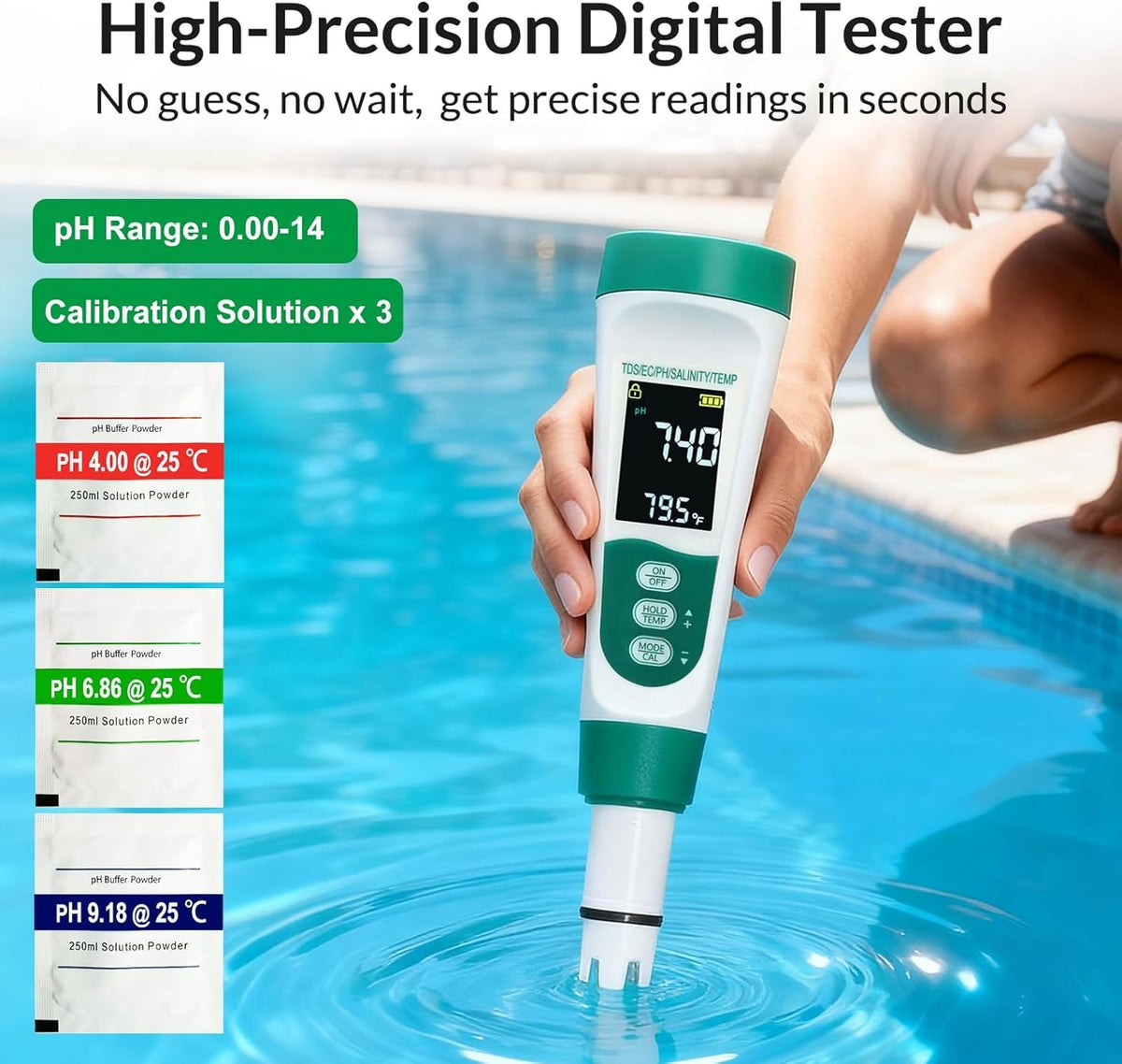 11-in-1 Digital Pool Water Tester Kit Including 5-in-1 Salt Tester for Saltwater Pool & 7-in-1 Pool Test Strips(50 Strips), Test pH Salinity TDS EC Temp Chlorine Bromine Alkalinity Hardness (51-Piece Kit)