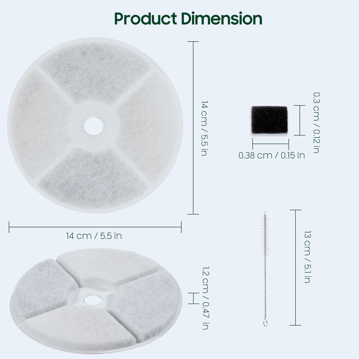 10 PCS Plastic Reduced Version Pet Cat Water Fountain Filters Fit For Solo 2 (10 PCS-No Case)