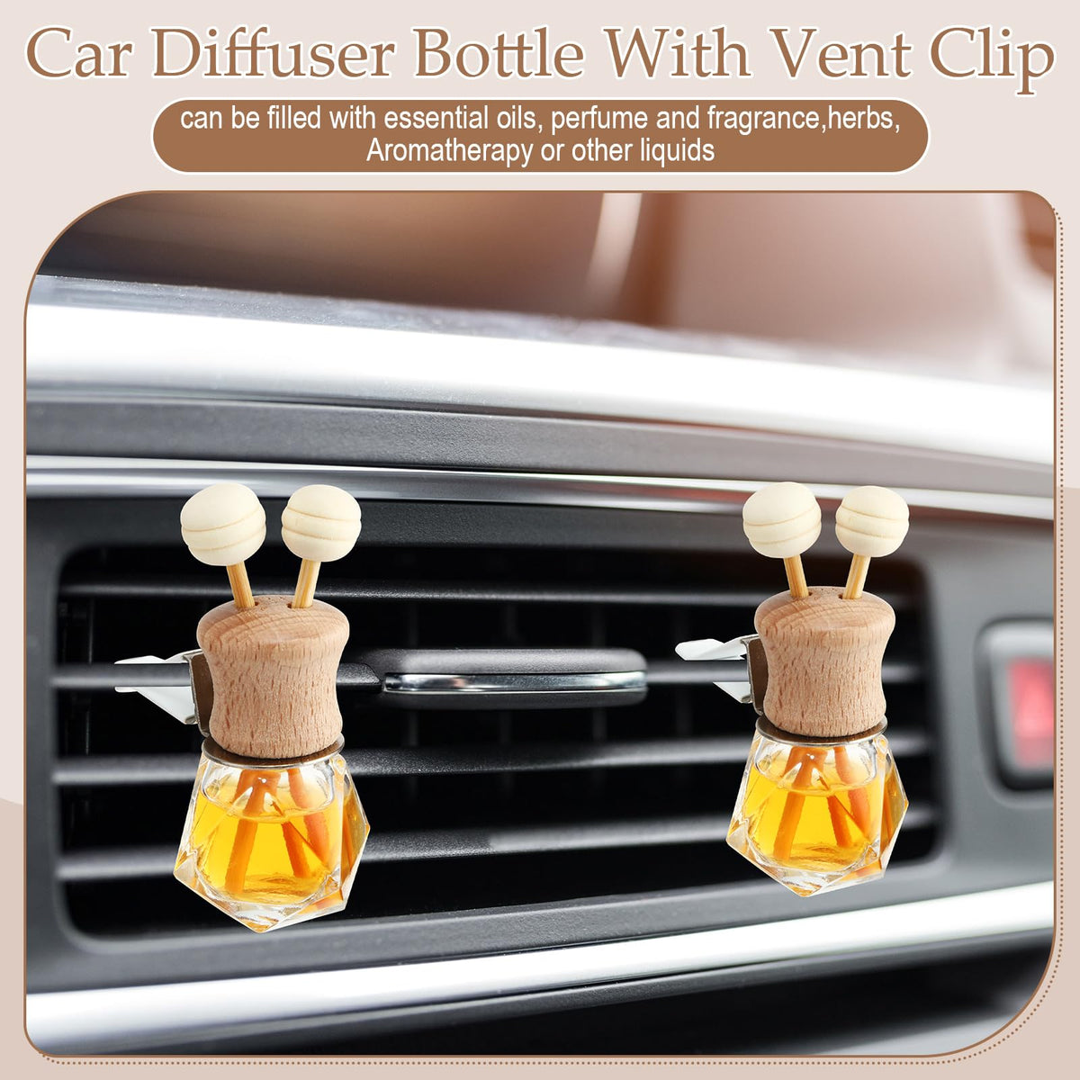 60 Pack Car Air Freshener Diffuser 8 ml Diamond Vent Clip Wood Caps (Diamond)