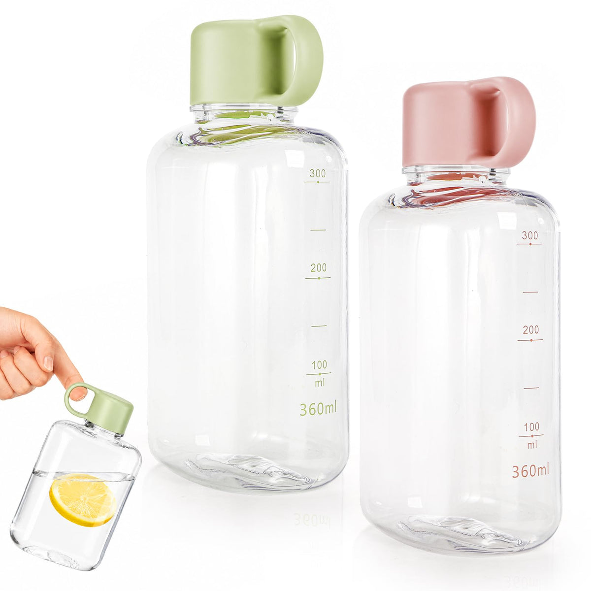 2 Pack Portable Flat Water Bottle