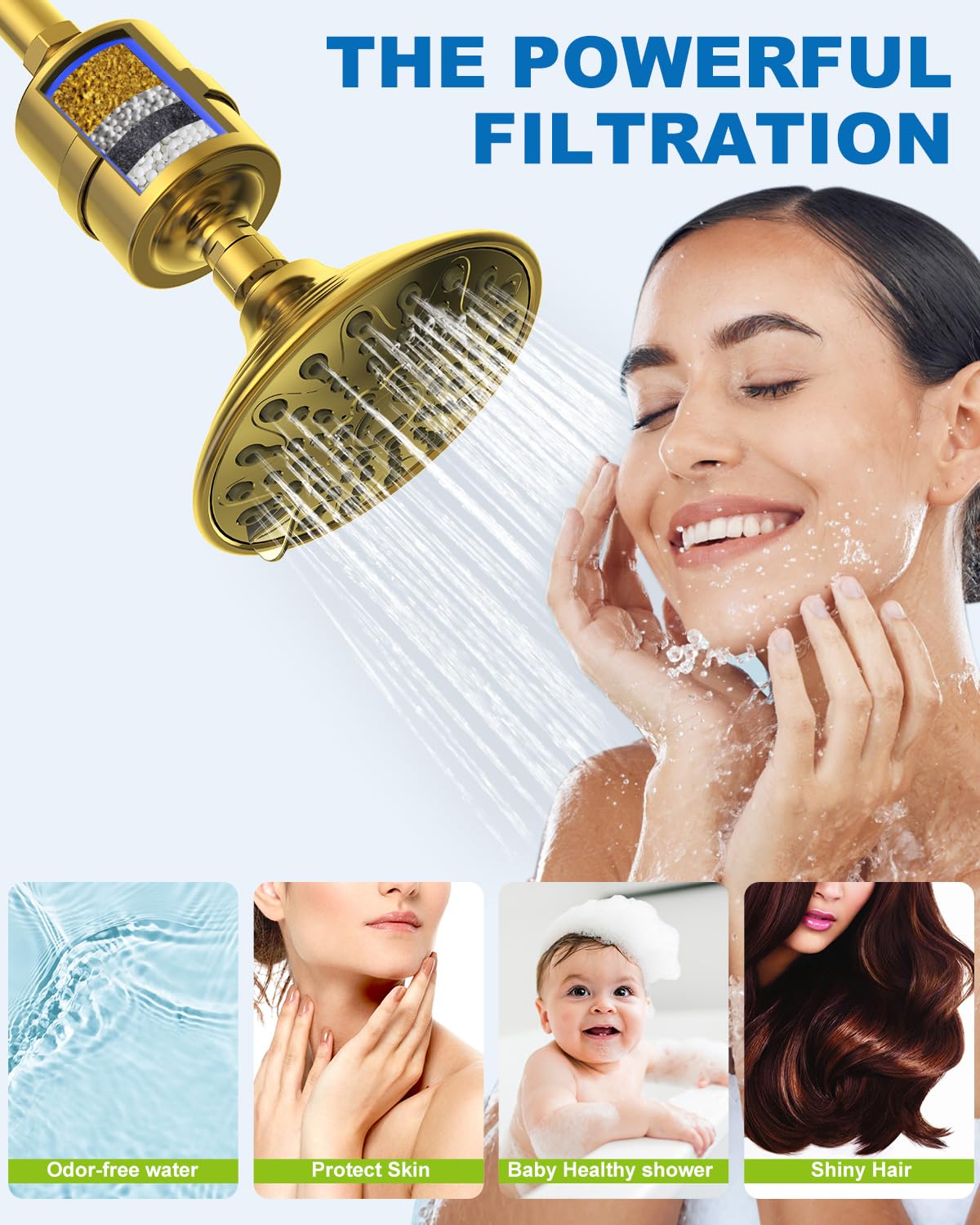 All Metal Gold Shower Water Filter (Gold)