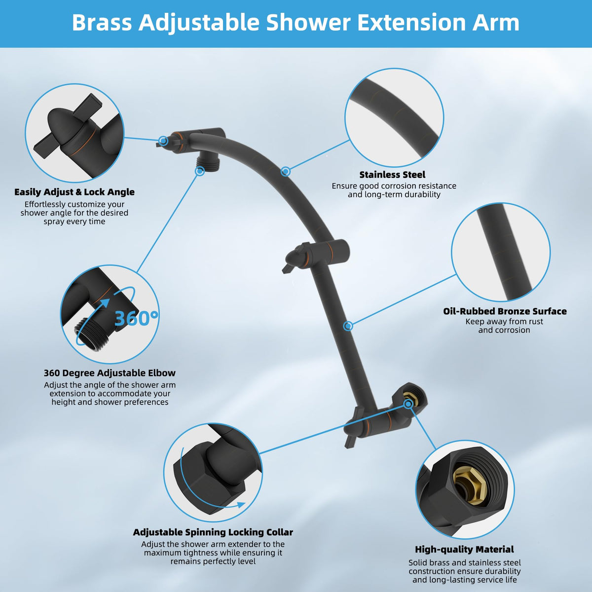 8'' Rain Shower Head with 16'' Extension Arm (Square 8'' / Oil Rubbed Bronze)