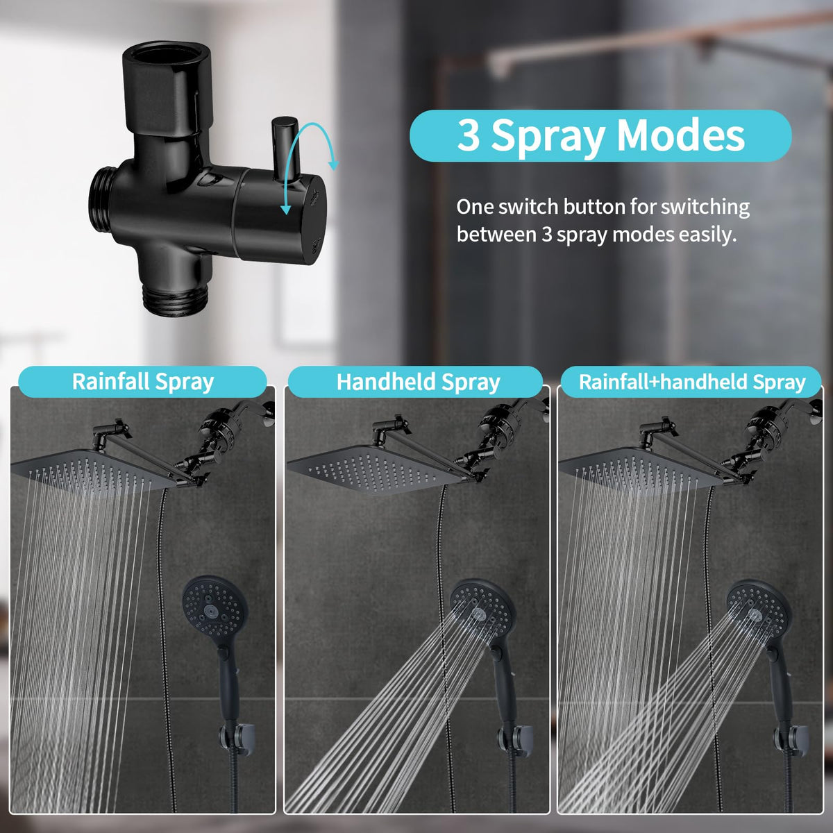 8'' Dual 20 Stage Filtered Shower Head with Handheld (8 Inch / Matte Black)