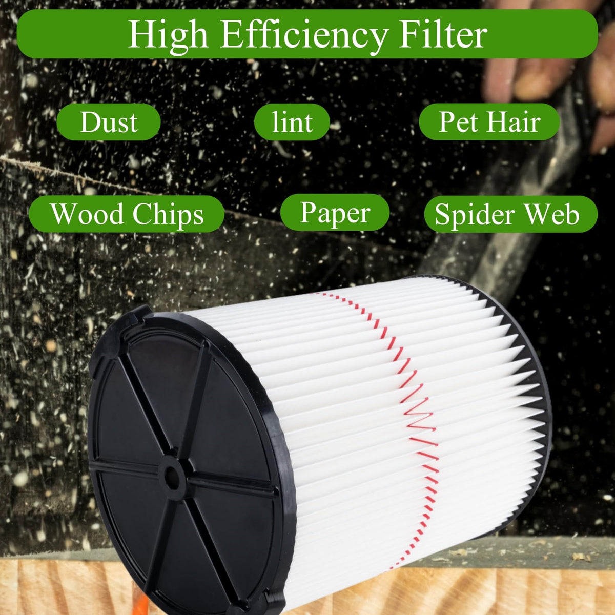 2 Pack CMXZVBE38754 Replacement Filter Fit for Craftsman Shop Vac Wet Dry 5 to 20 Gallon